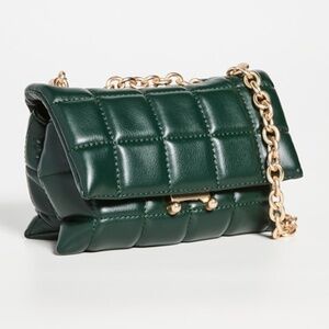 House of Want We Slay Small Shoulder Bag Gold Chain Vegan Leather Green